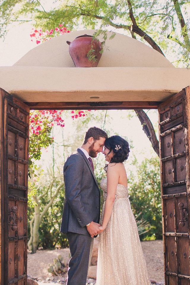 Cute bride and groom portrait