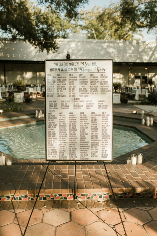 wedding seating assignment display