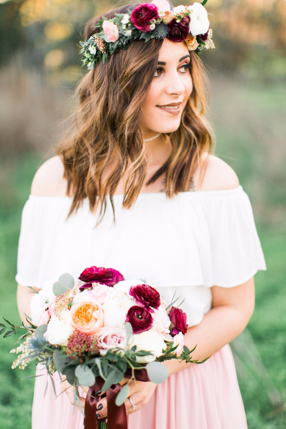 floral crown and matching bouquet