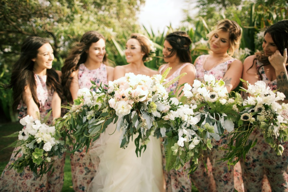 White and green bouquets