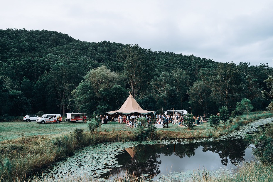 Outdoor boho tent reception