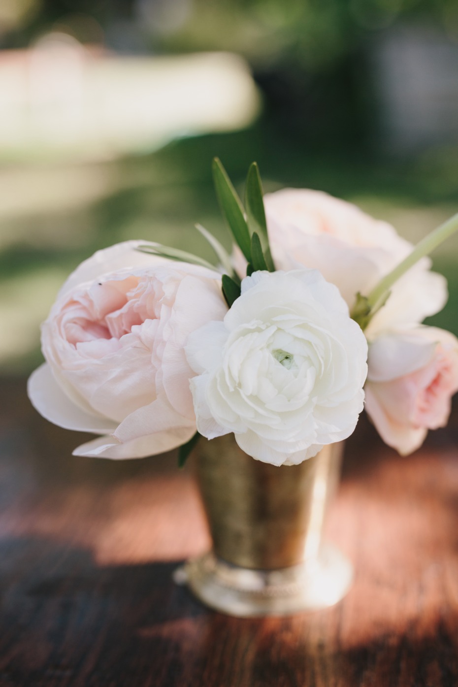 white and blush floral decor