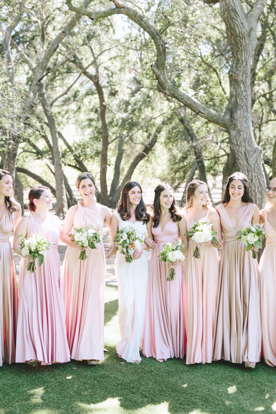 blush and champagne bridesmaid dresses