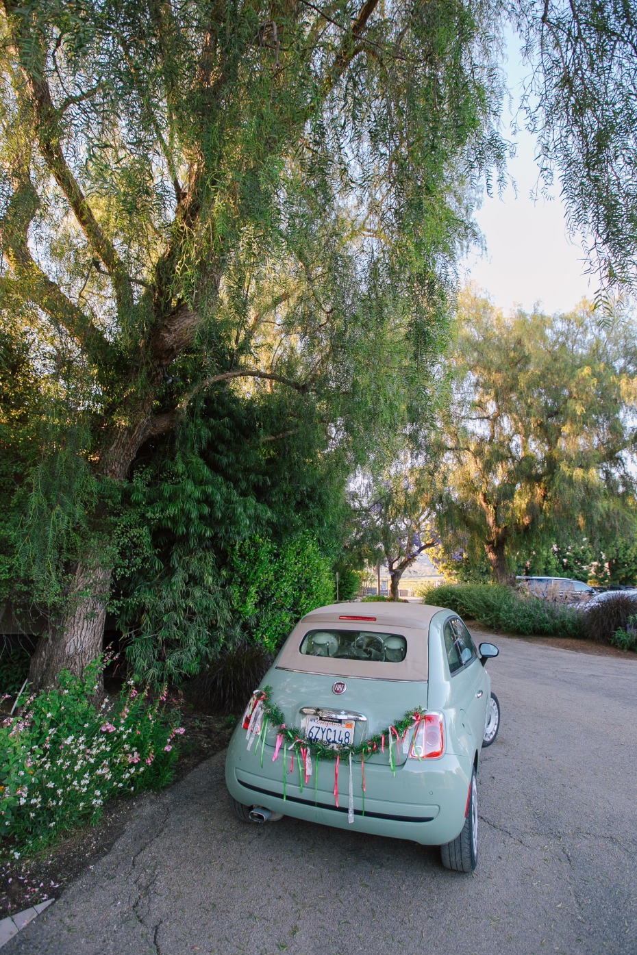 wedding fiat getaway car