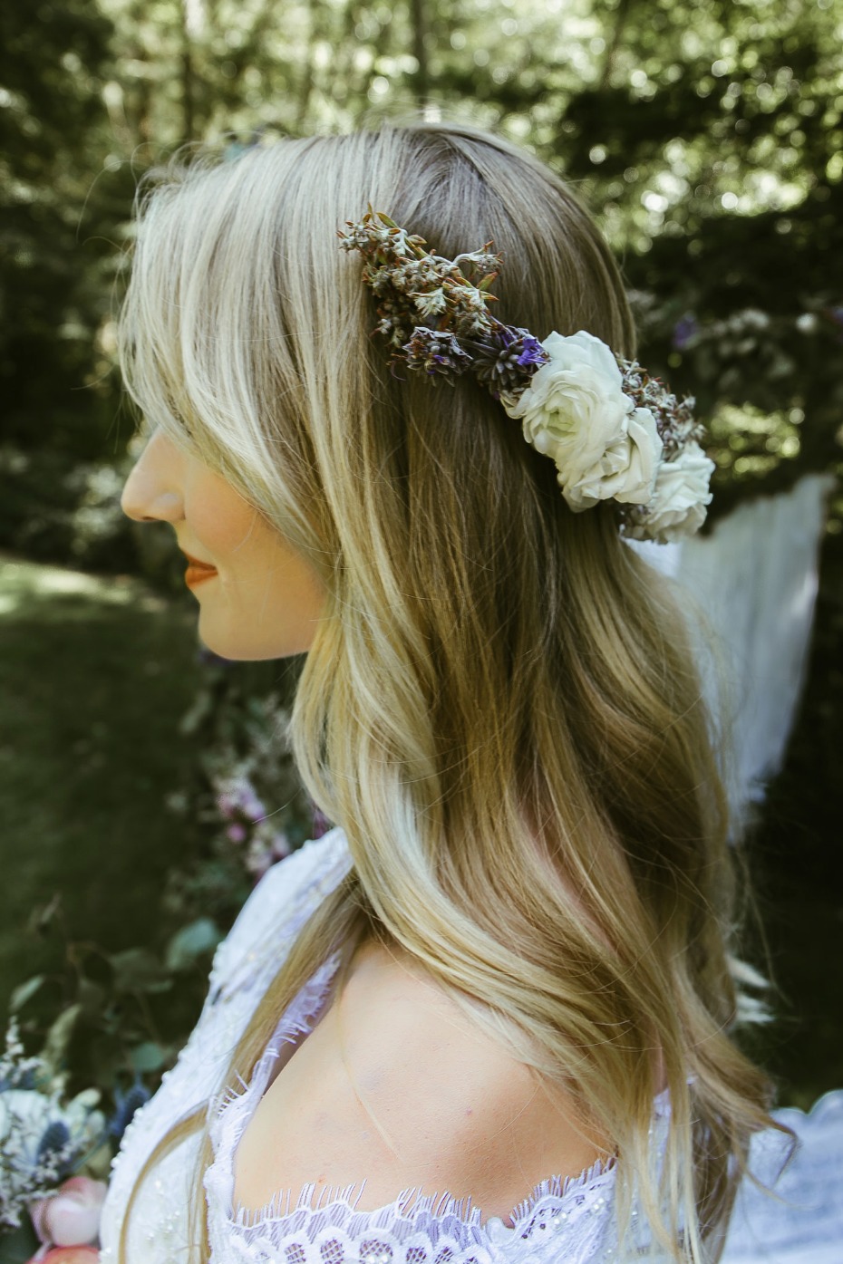 Floral hair piece for the bride