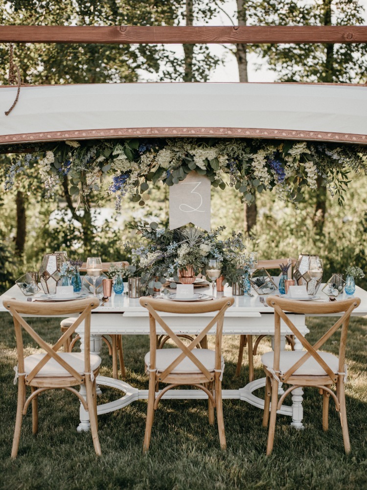 Outdoor Summer Lovin' Wedding ideas with a Hanging Canoe