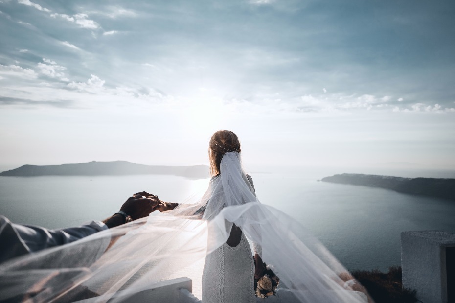 Island Tribe destination wedding dress.