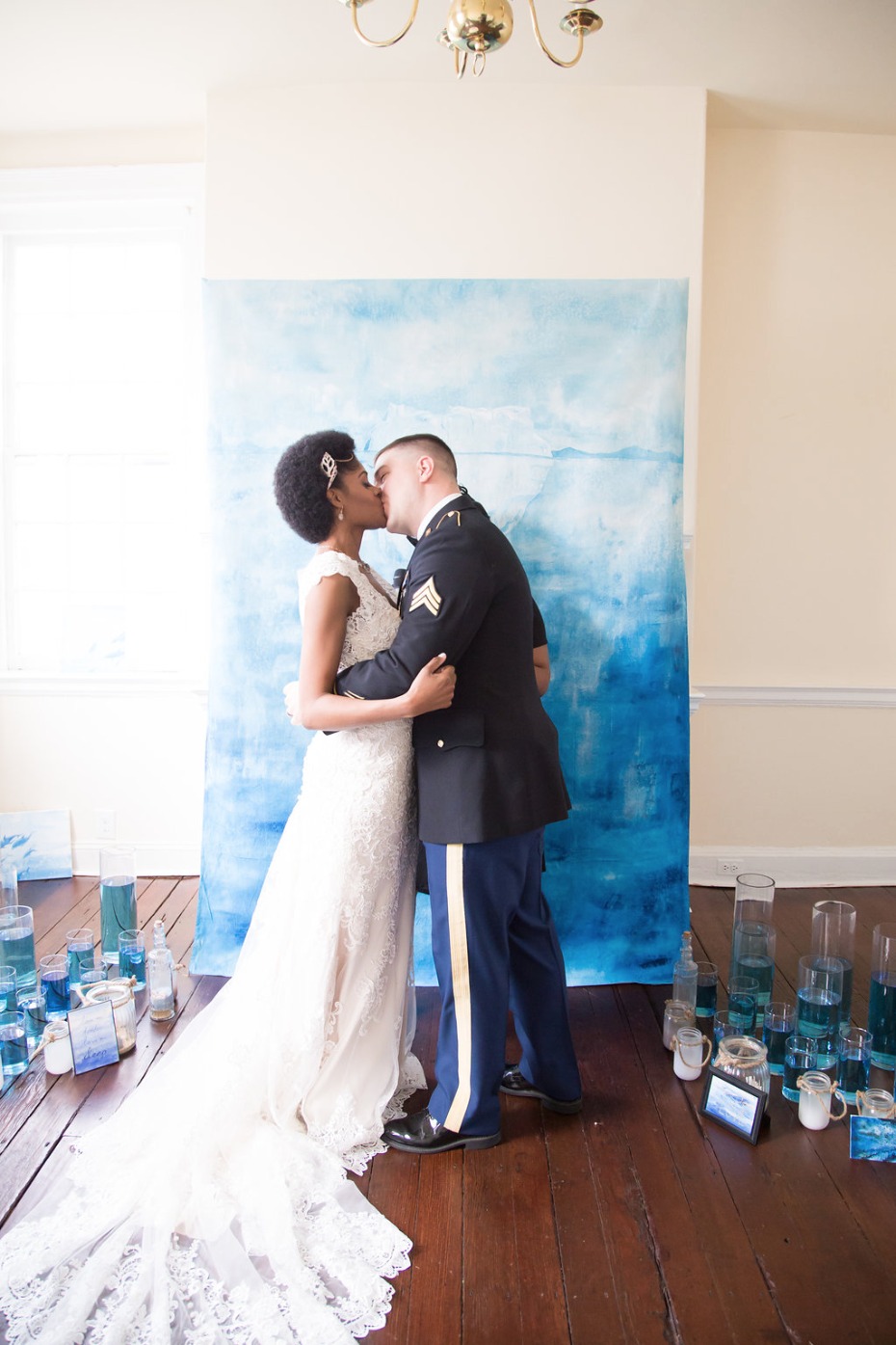 Blue seaside inspired elopement