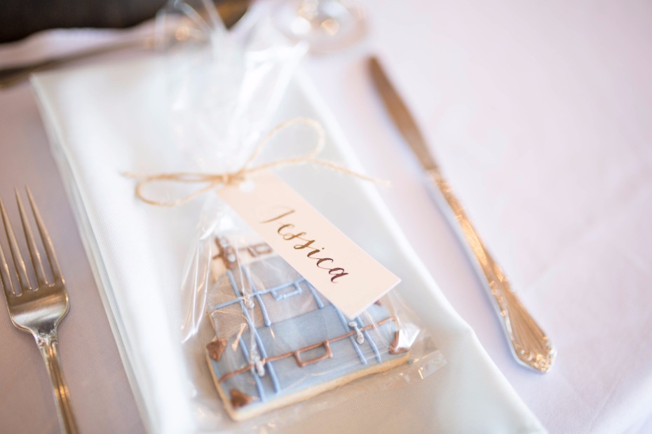 vintage luggage wedding cookies