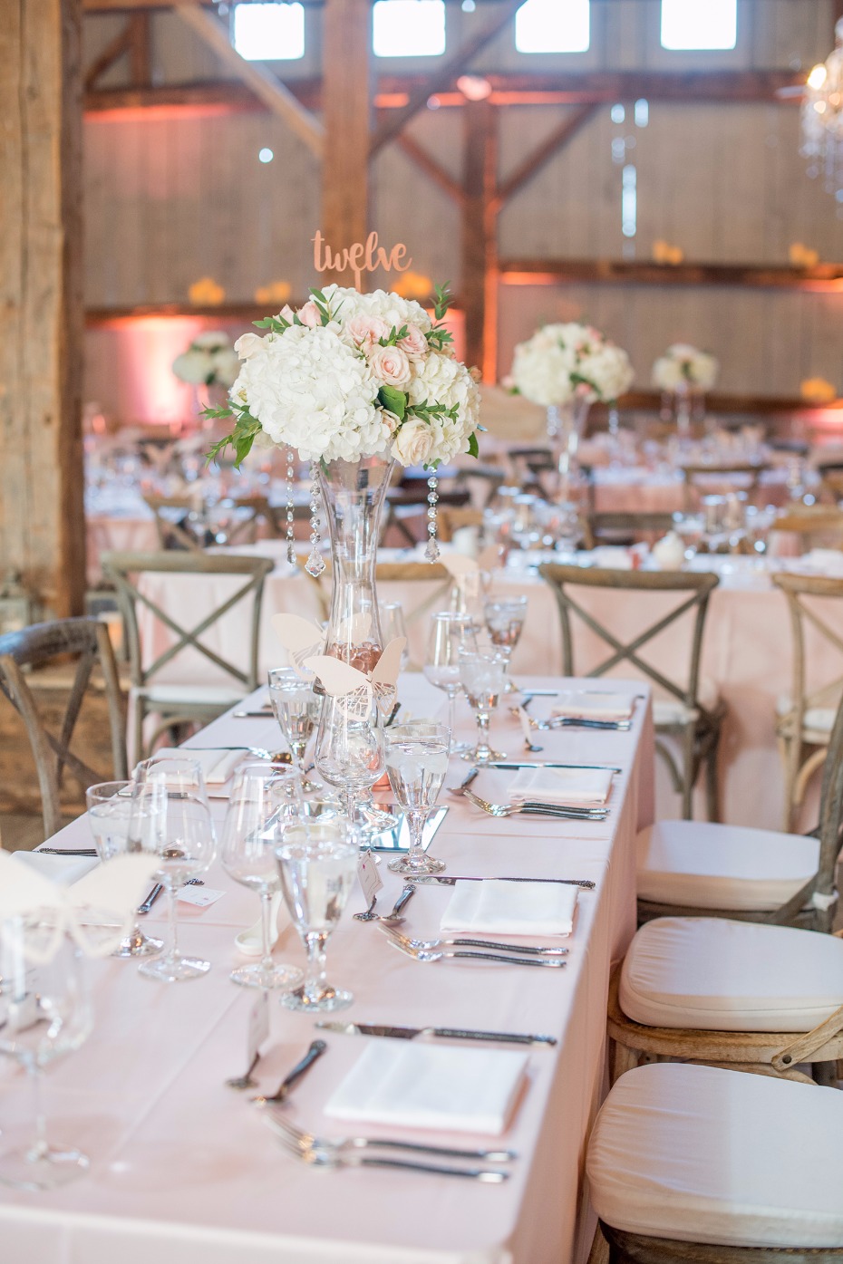 Blush and white tablescape