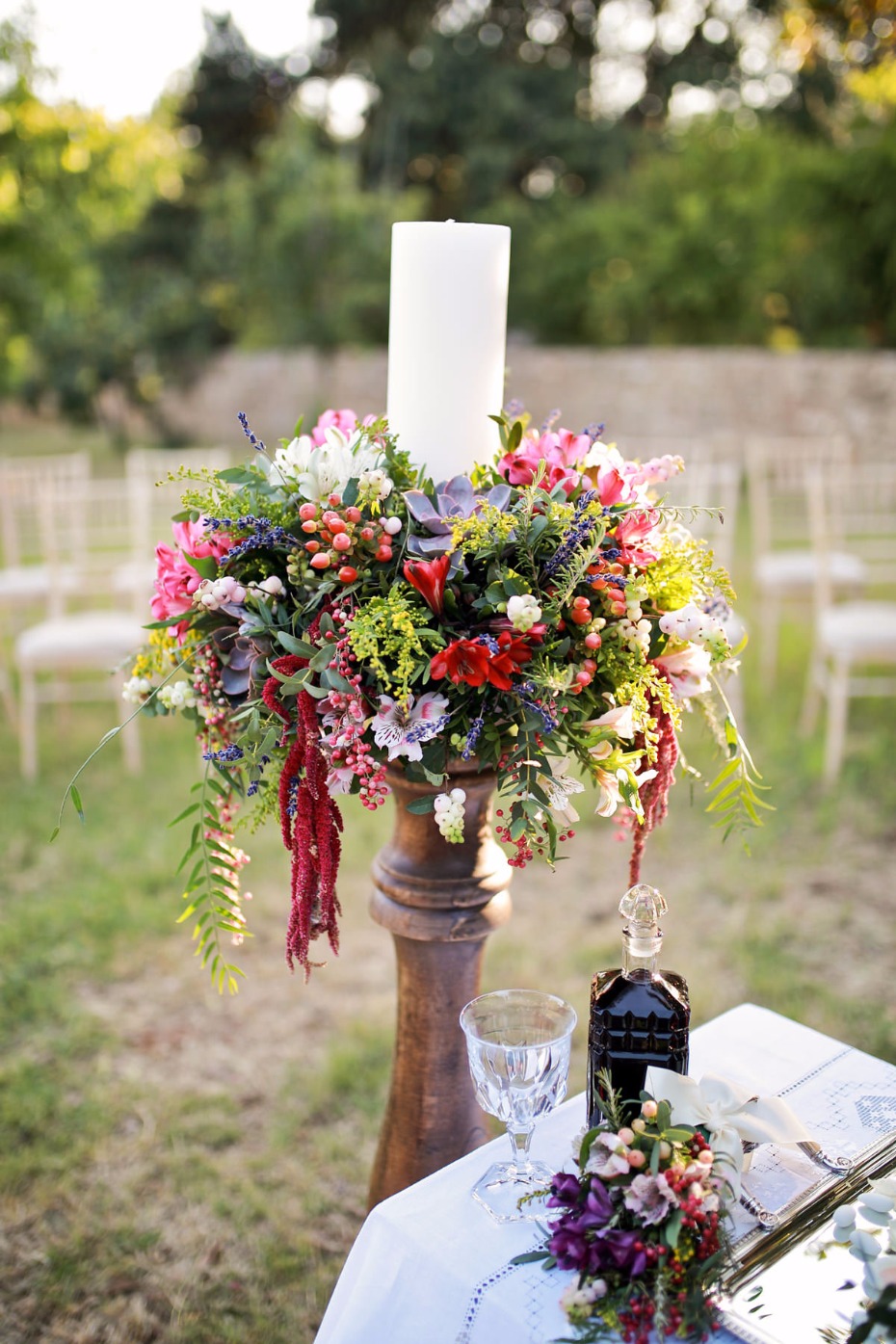 floral pedestal ceremony altar decor