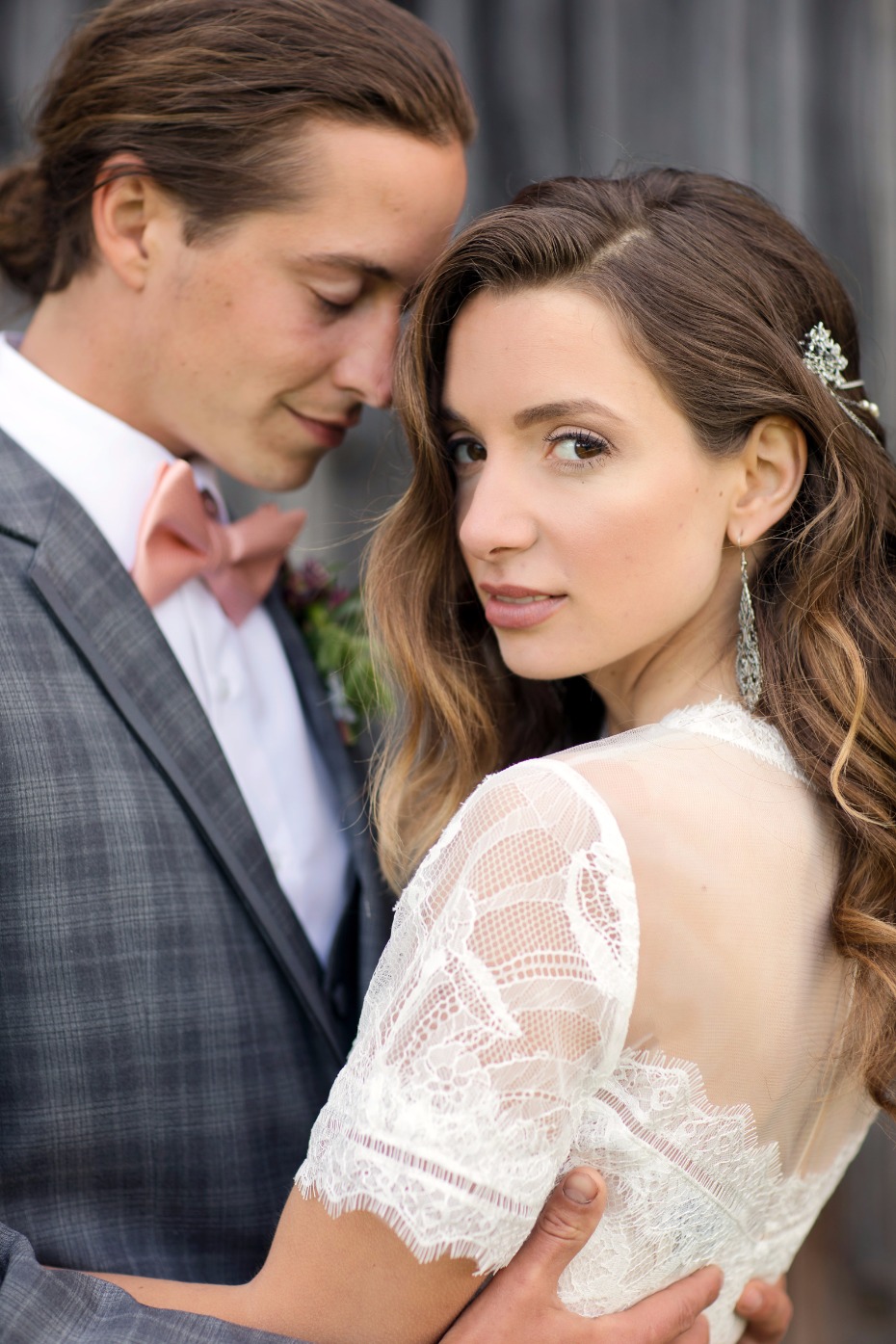 intimate bride and groom portrait