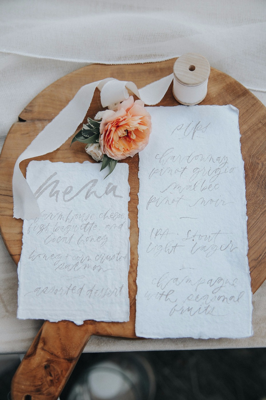 calligraphy wedding menu