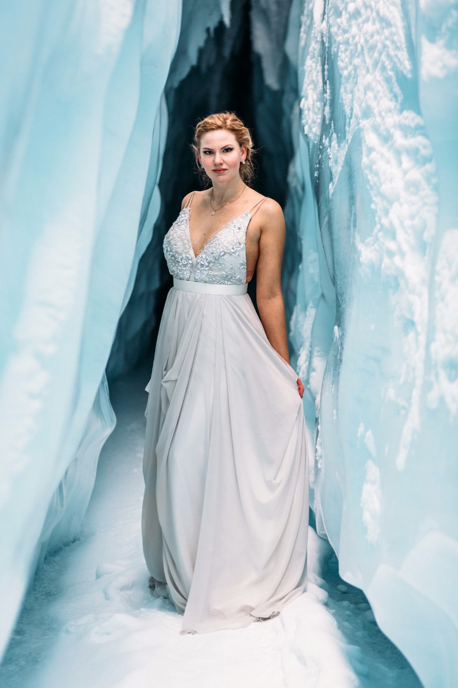 elegant icy grey wedding dress