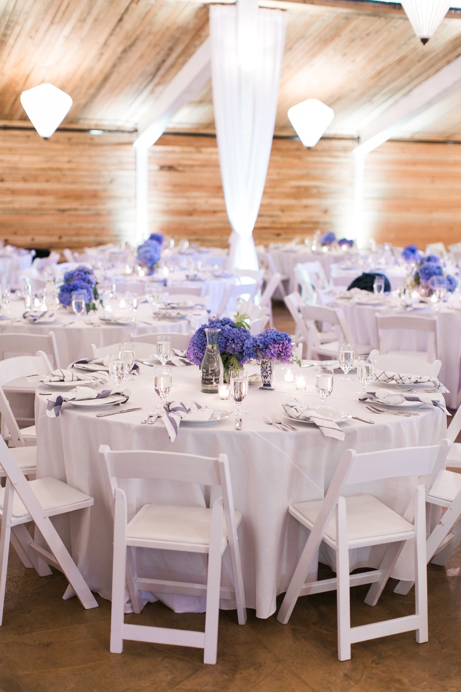 Blue hydrangea centerpieces