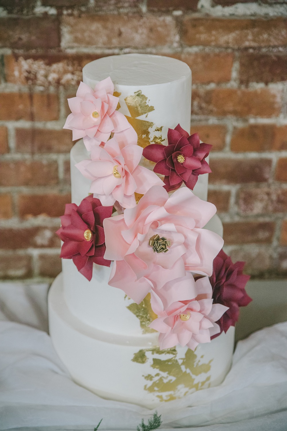 pinkandburgundypaperflowerweddingideas29