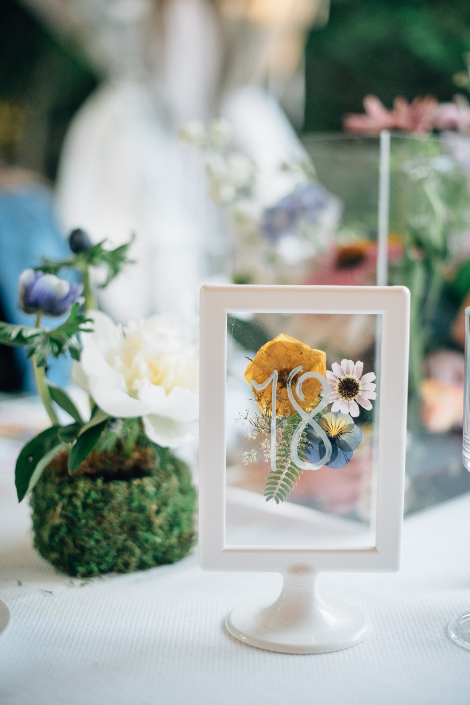 Pressed flowers table numbers