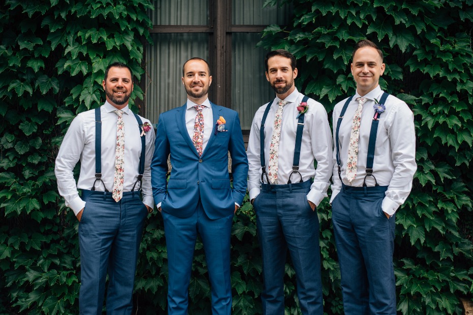 Floral ties for the groom and his men