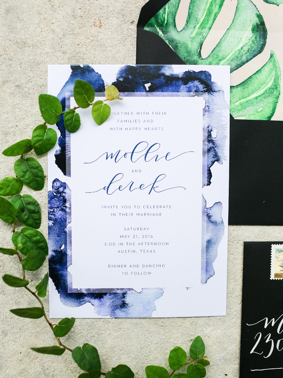 water color wedding invitation suite