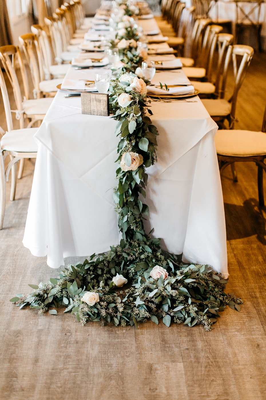 cascading floral garland centerpiece