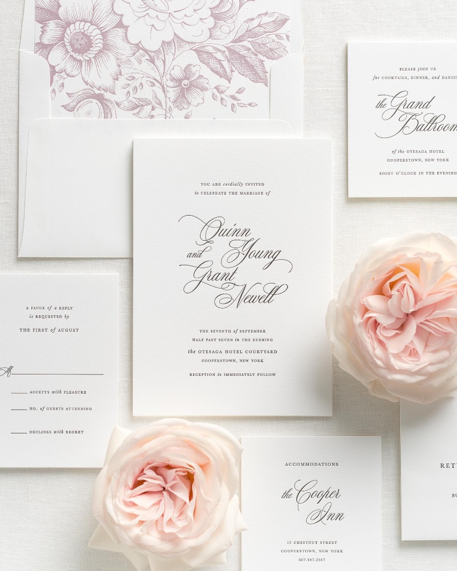 Quinn wedding invitation suite for 2018 from Shine Wedding Invitations.