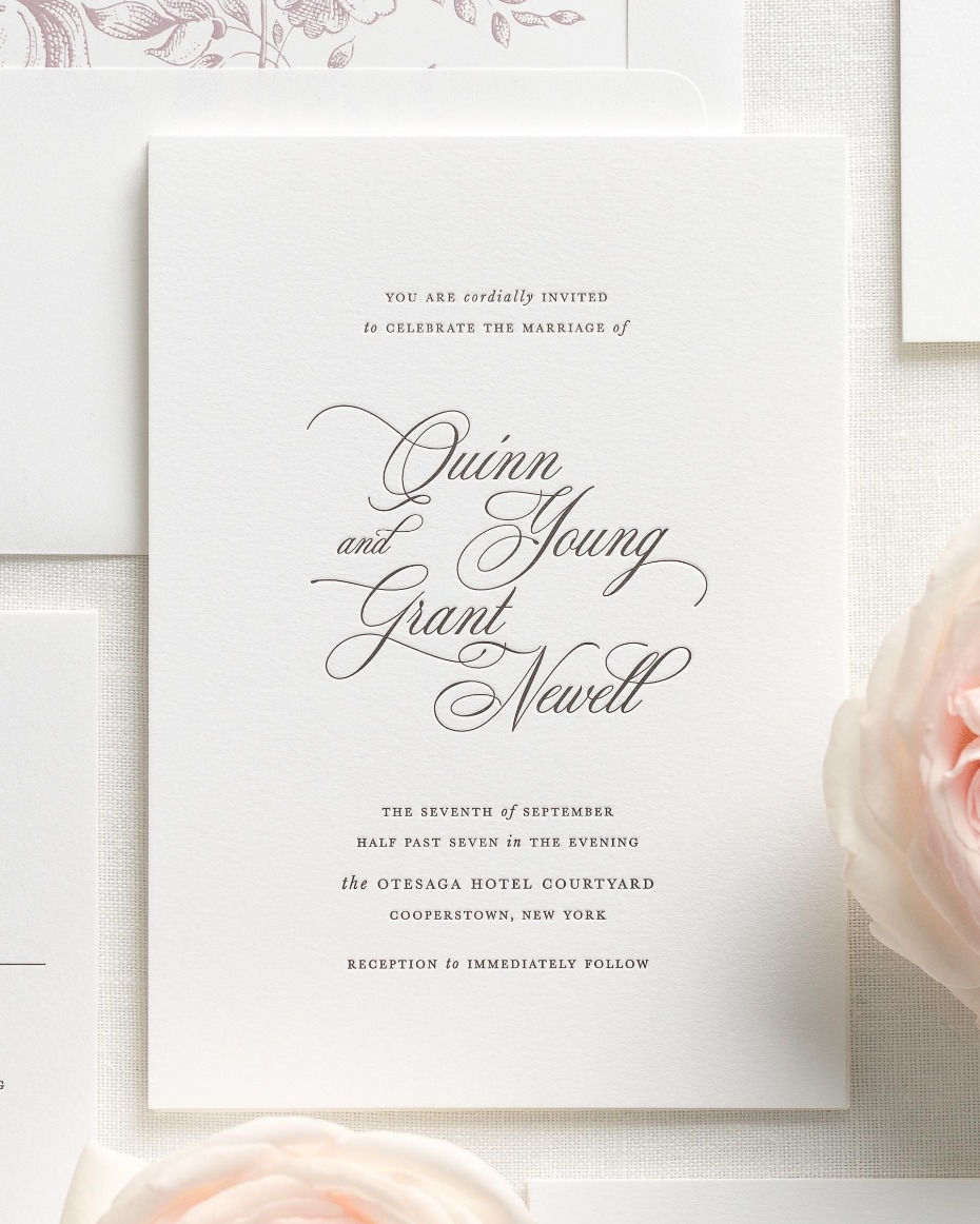 Quinn wedding invitation suite for 2018 from Shine Wedding Invitations.