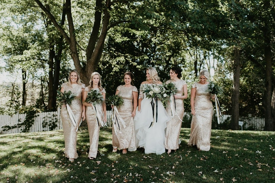 Sparkly gold bridesmaid dresses