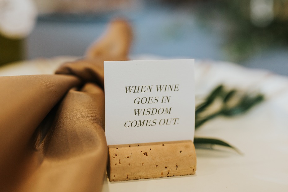 when wine goes in wisdom comes out fun place cards