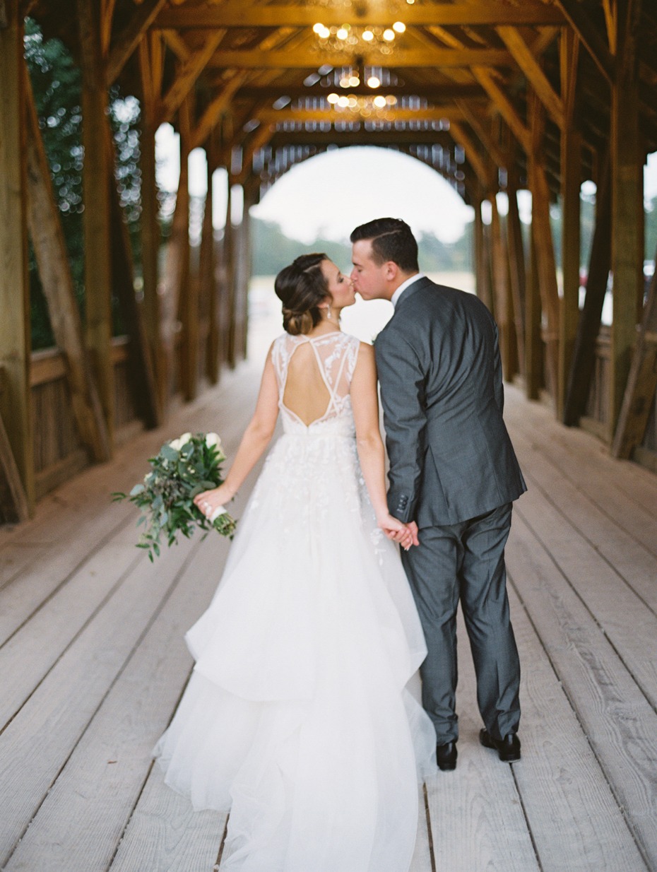 Romantic wedding kiss