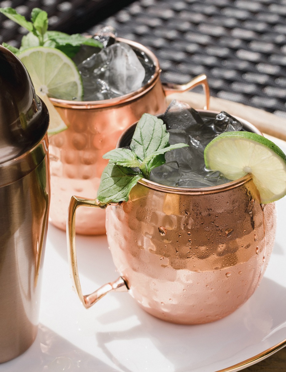 Moscow Mule mugs and matching shaker