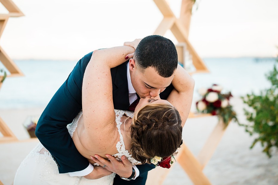 wedding dip kiss