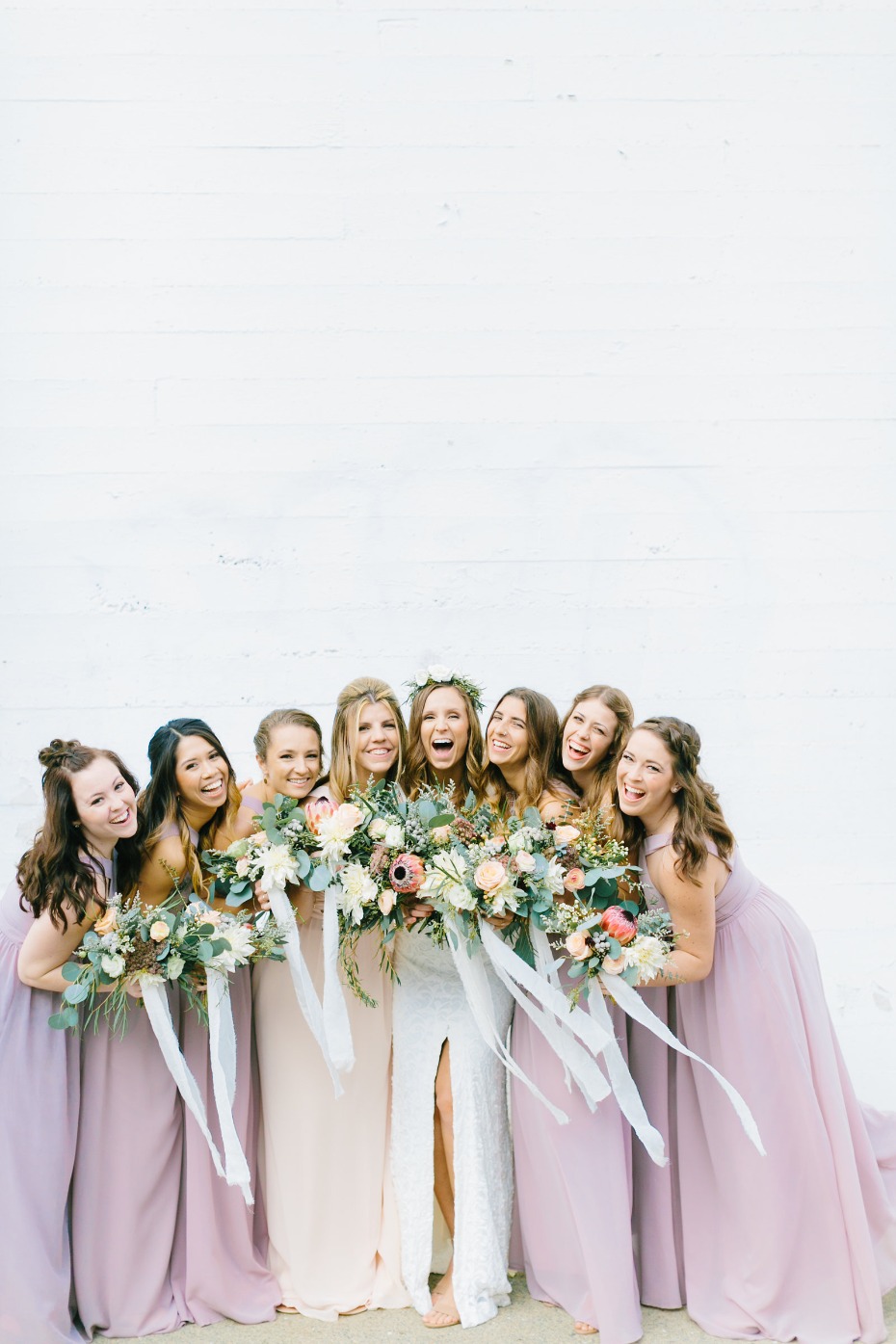 Bridesmaids in dusty blush