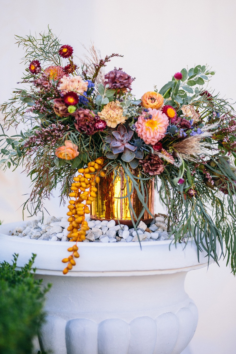 Colorful ceremony florals