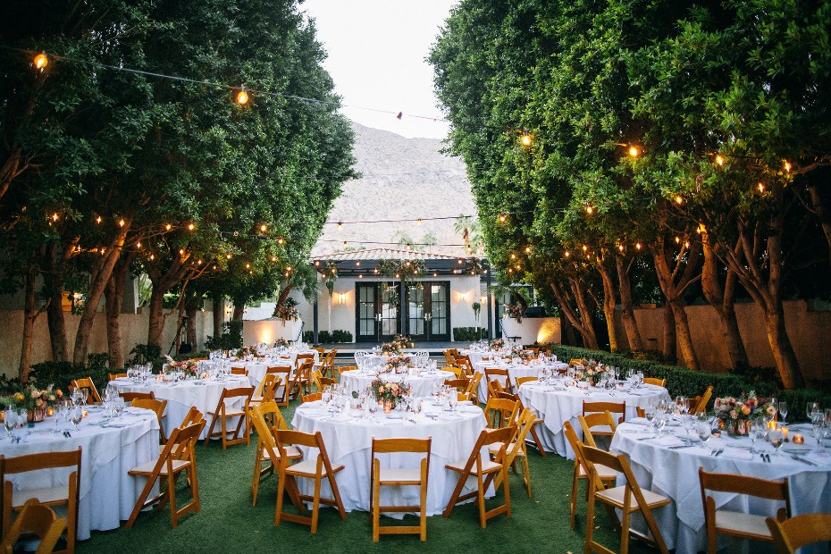 Dreamy outdoor reception space at the Avalon in Palm Springs