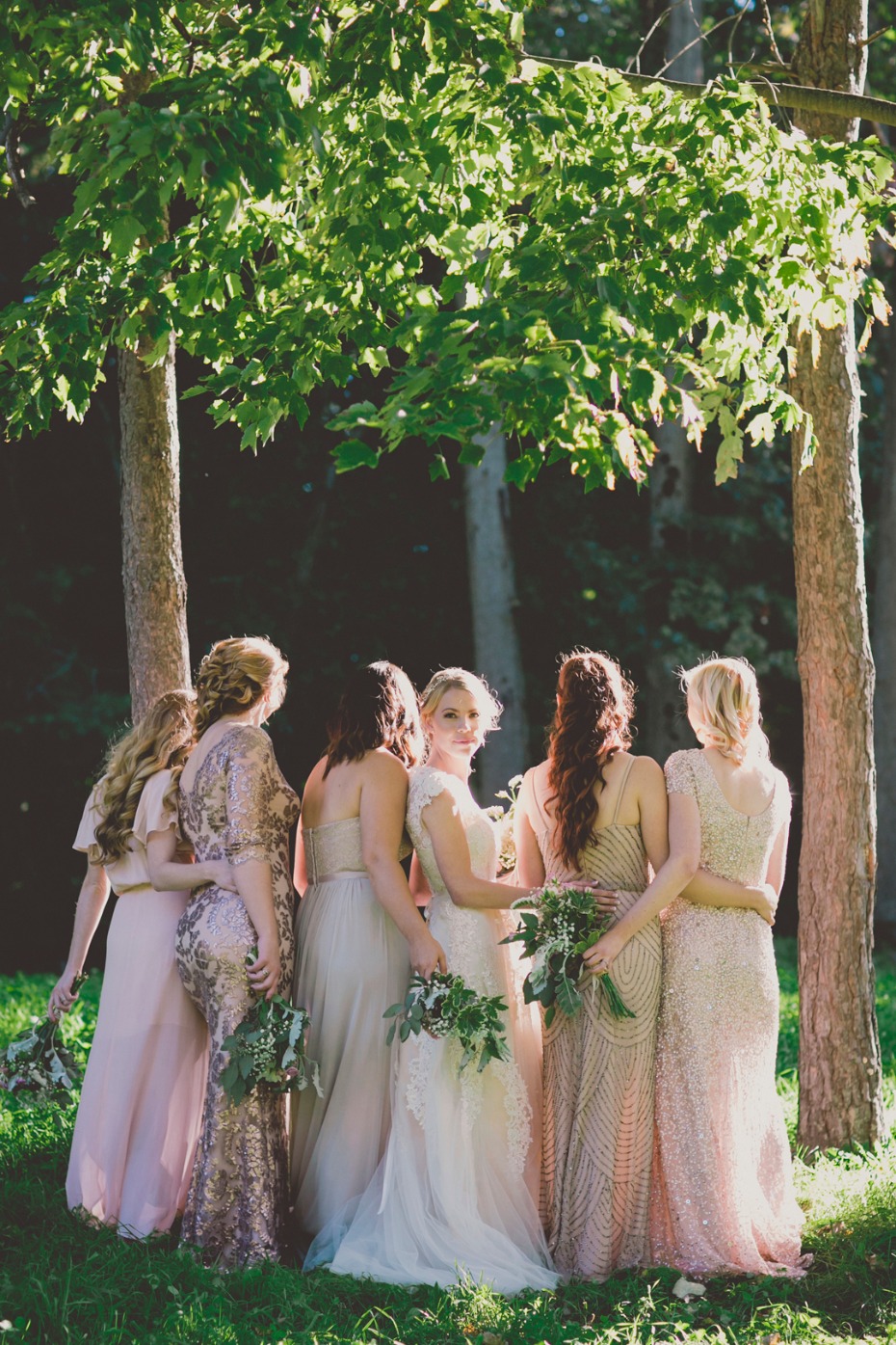 blush and champagne bridesmaid dresses