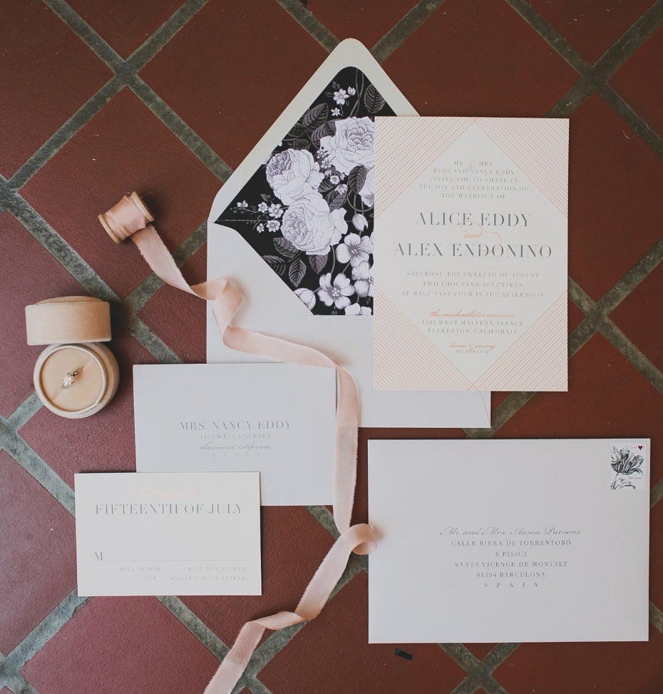 modern chic garden party wedding invitations