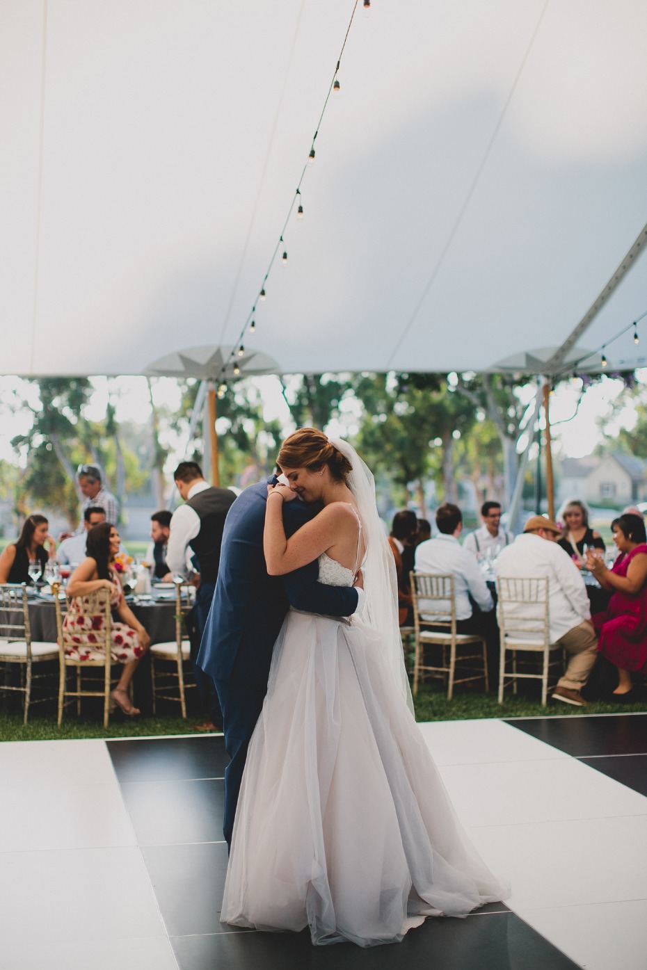 first dance on a black and white stripped dance floor