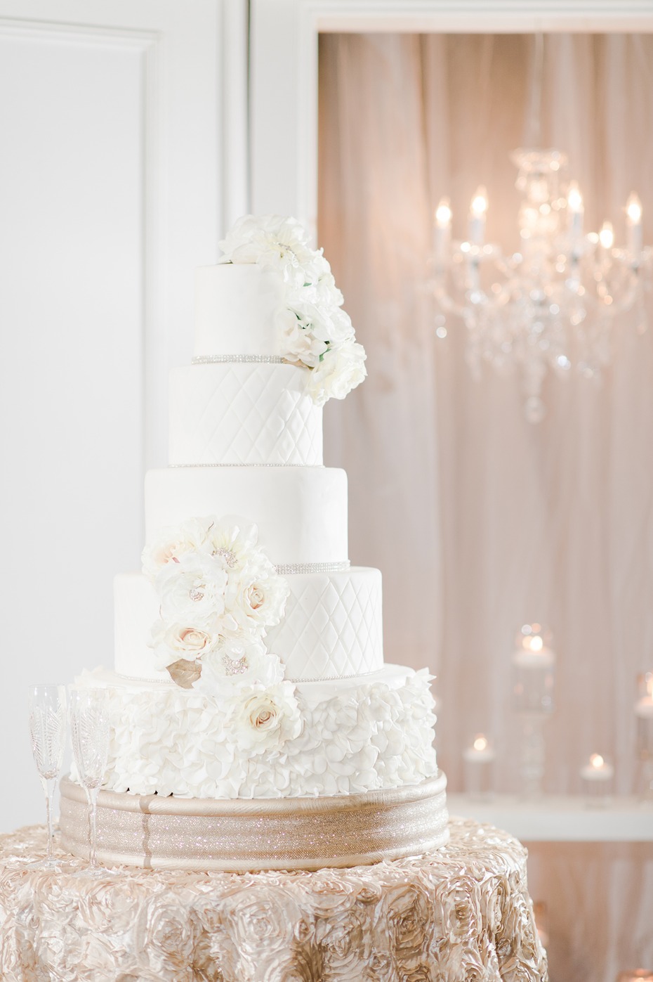 all white wedding cake