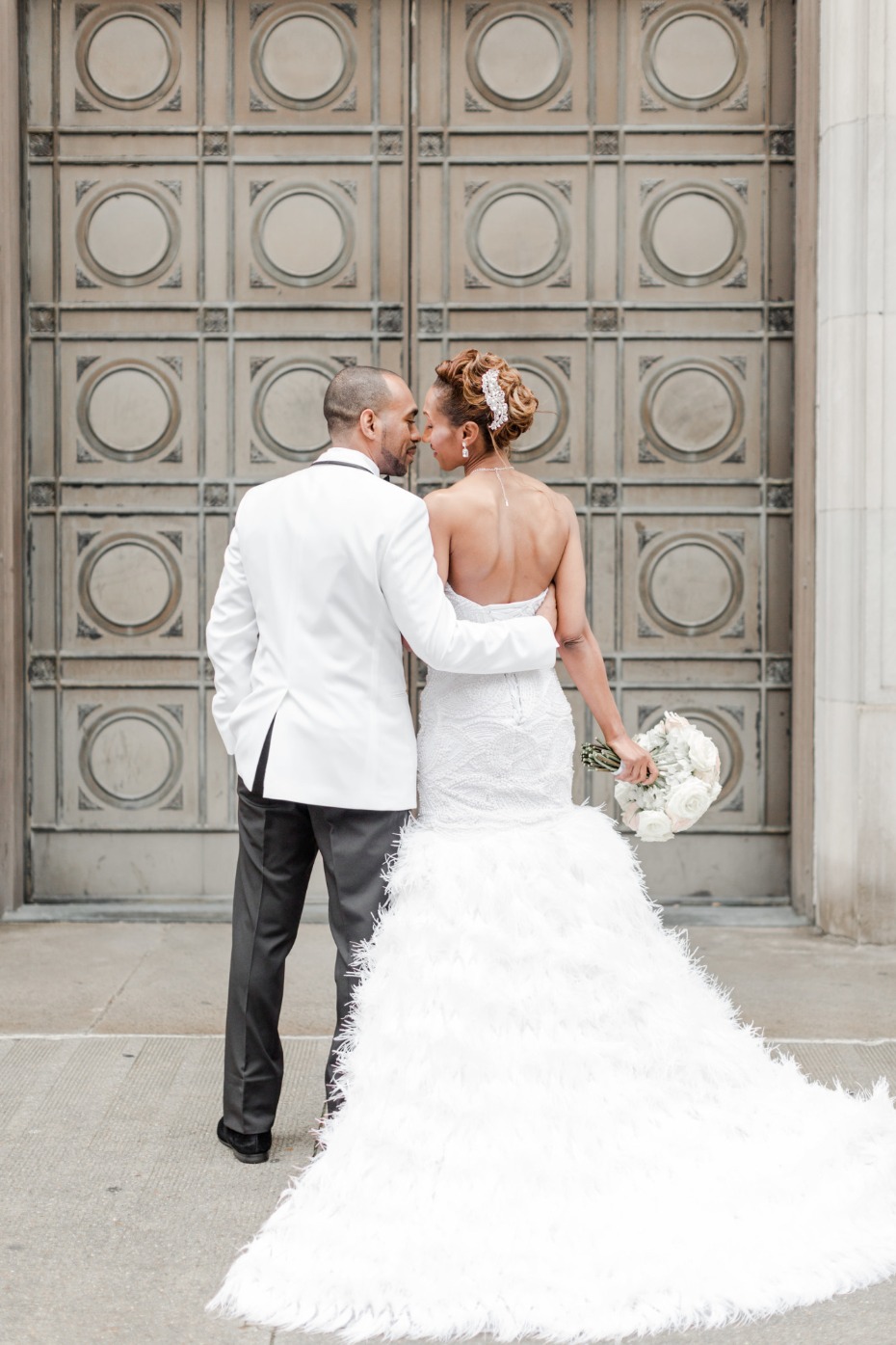 Feathery wedding train