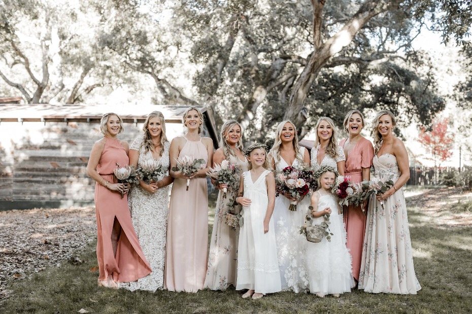 Mix and match bridesmaid dresses