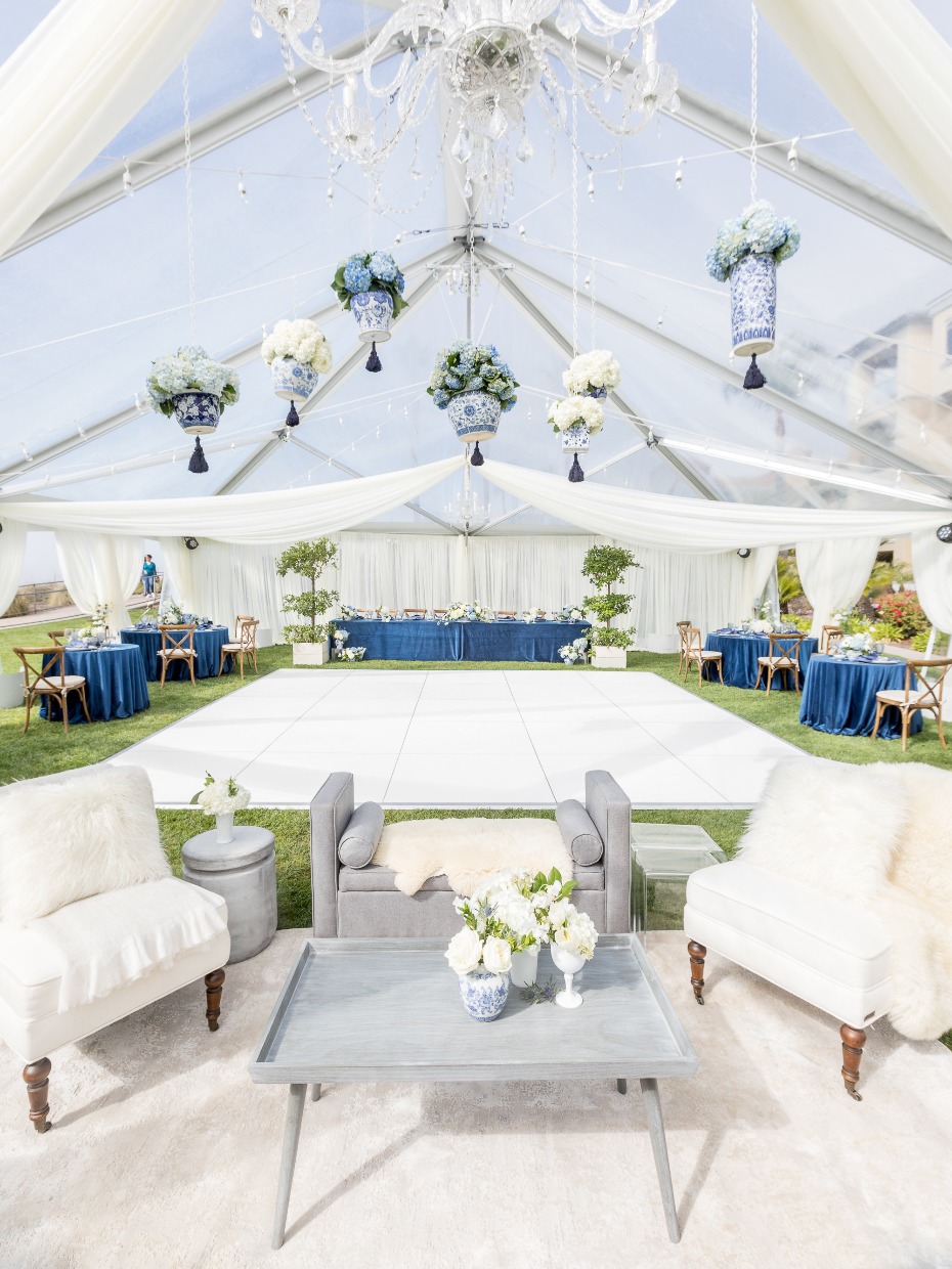 Regal blue and white reception