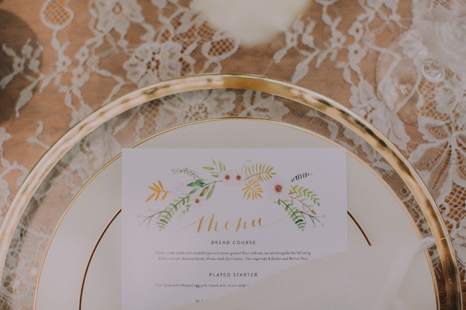 Custom wedding menu