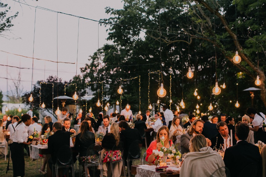 Sparkling reception with hanging lights