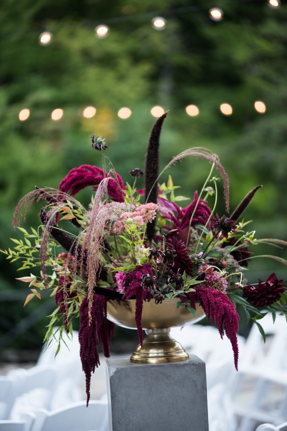 Burgundy ceremony florals