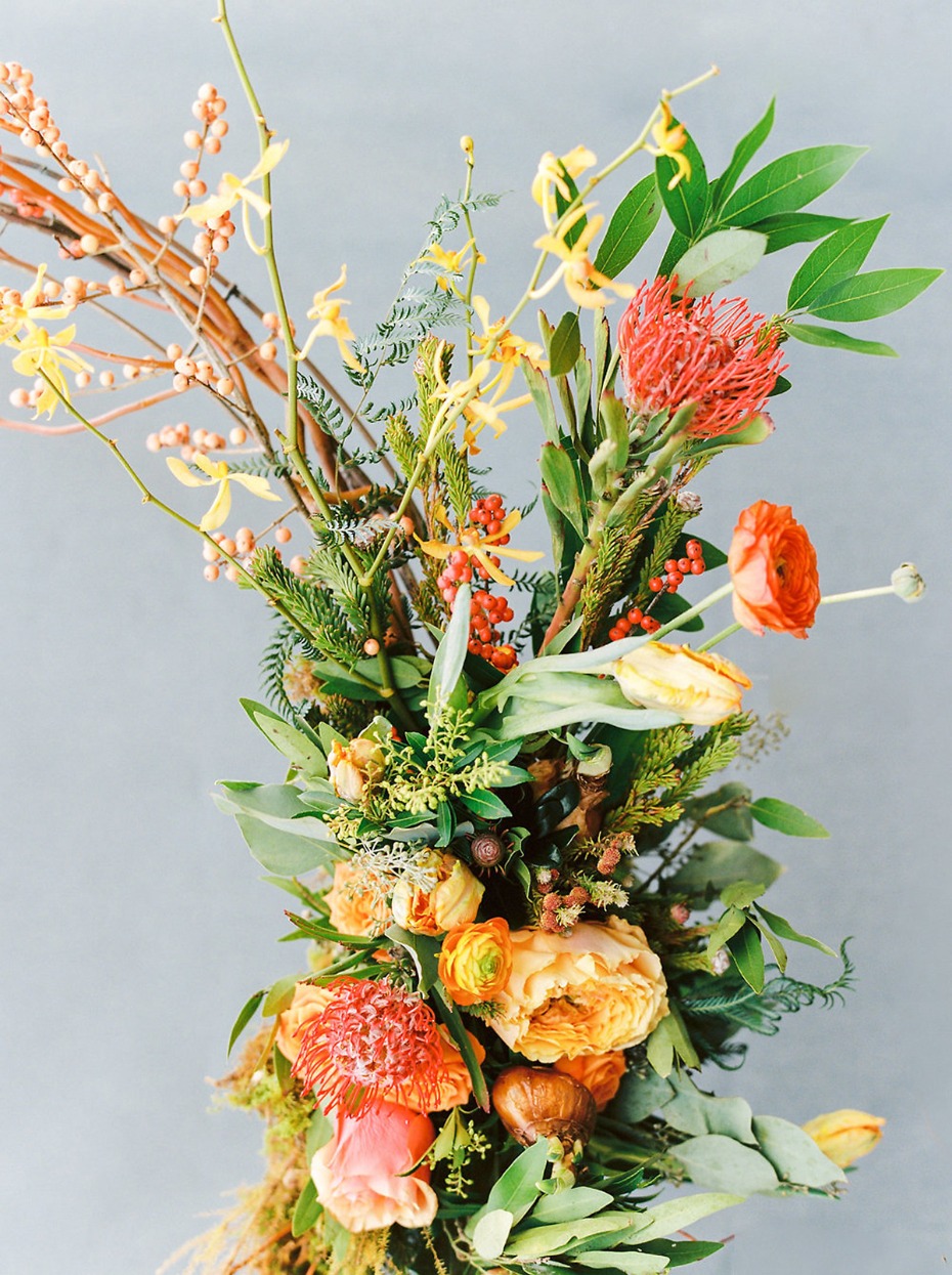 bright and exciting wedding florals