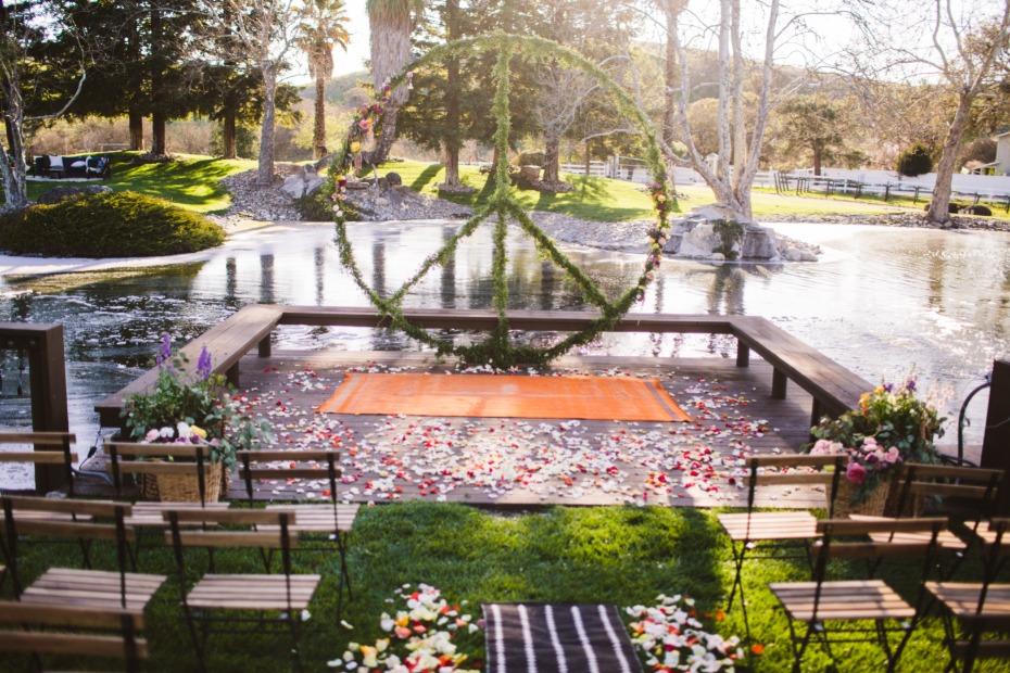 giant peace sign wedding ceremony decor