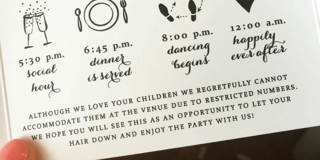 How to Tell Guests You're Having No Kids at Your Wedding