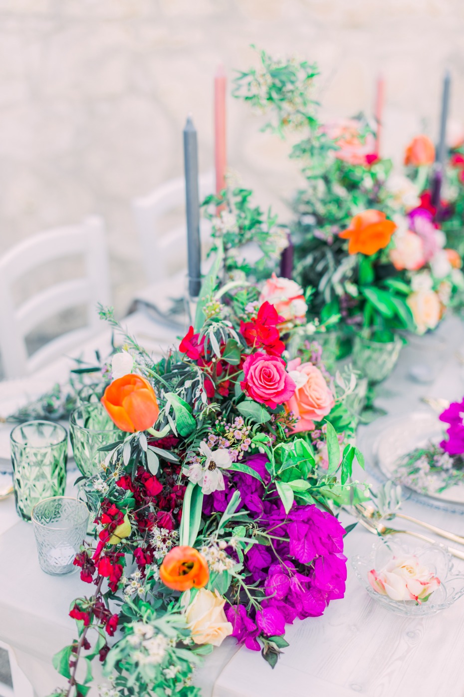 Colorful wedding centerpiece