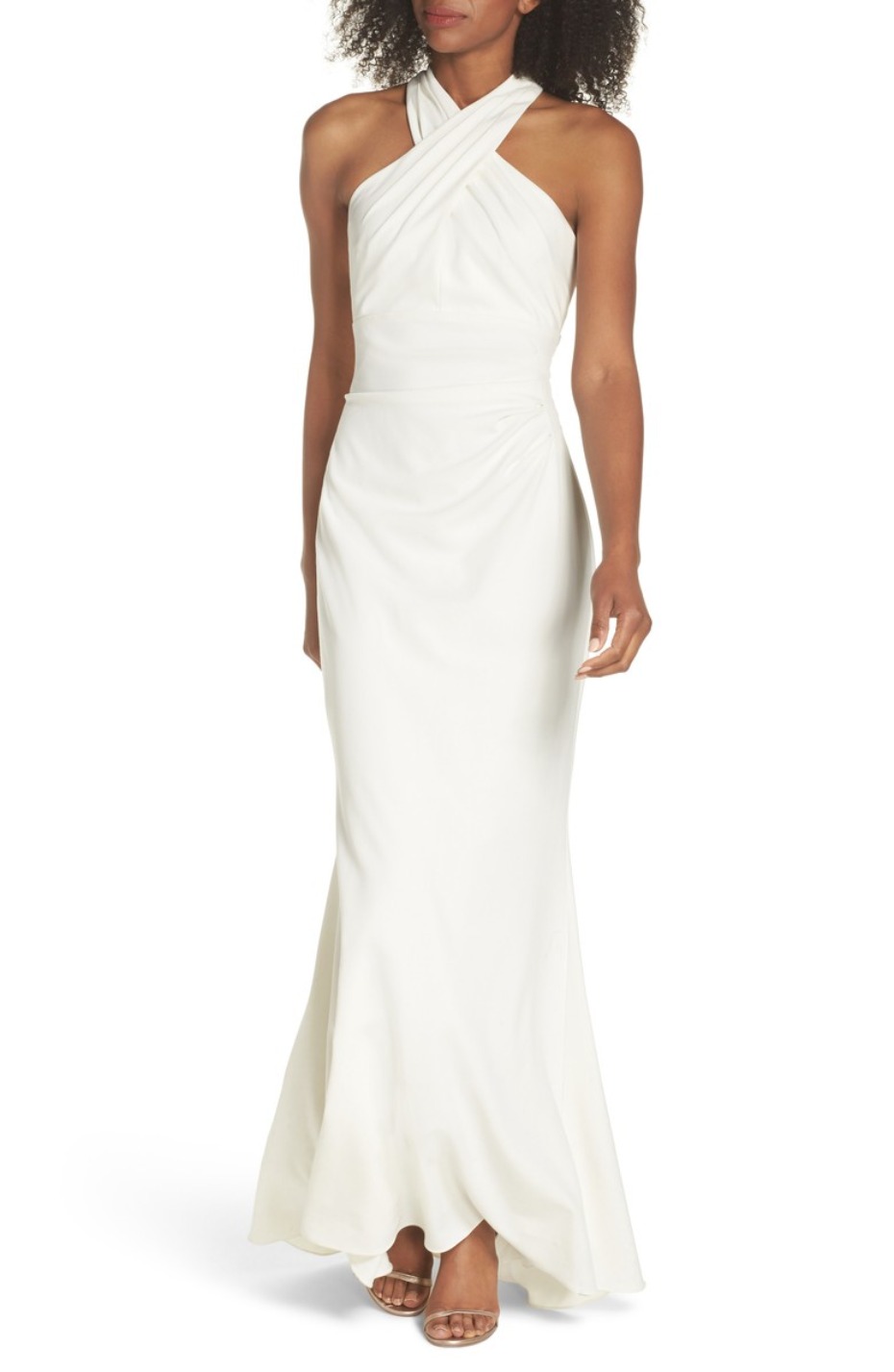 Eliza J Crossback Crepe Gown