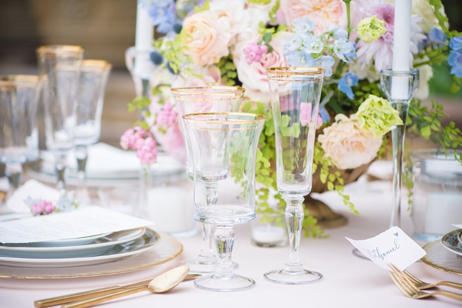 gold and pastel table decor